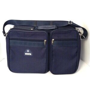 Vintage Samsonite Boarding Travel Carry-on Business Laptop Bag w/ Strap Navy 17"